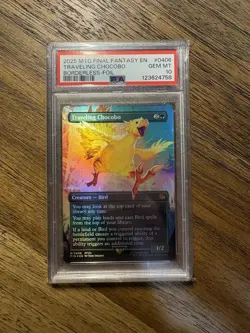 MTG FINAL FANTASY EN TRAVELING CHOCOBO BORDERLESS FOIL #0406 PSA 10 GEM MT MAGIC - Image 1