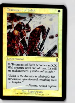 Testament of Faith 55 Foil Uncommon Odyssey Magic: The Gathering Lightly Played - Image 1