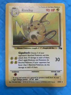 Pokemon TCG Raichu Fossil 14/62 Holo Unlimited Holo Rare ⚡WOTC LP - Image 1