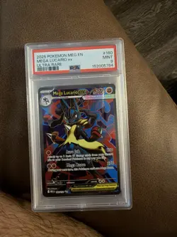 Pokemon Mega Lucario ex Me01: Mega Evolution Ultra Rare Holo 160/132 PSA 9 2025 - Image 1