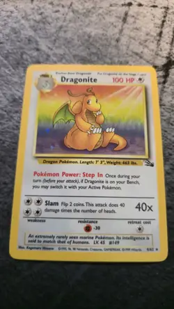 Pokemon TCG Dragonite Fossil Holo Unlimited Rare Card 4/62 - Image 1