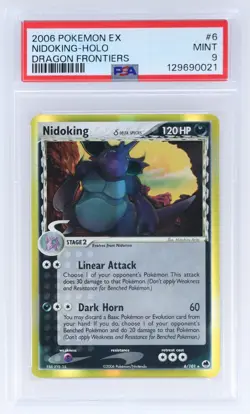 2006 Pokemon EX Dragon Frontiers Nidoking #6 PSA 9 Holo Mint - Image 1
