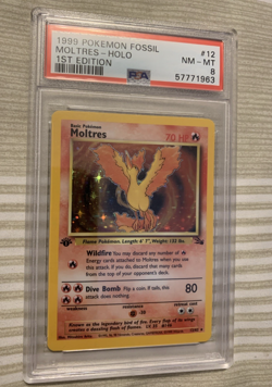 Vintage Moltres Pokemon 1st edition Slab PSA 8 - 27/62 AUTHENTIC! - Image 1