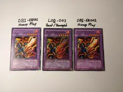 Yu-Gi-Oh! TCG Flame Swordsman LOB-003 With x2 DB1-EN100 (x1 Damaged, x2 HP) - Image 1