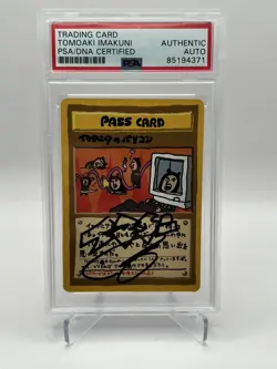 1998 Pokemon Vending Series 3 Pass Card Tomoaki Imakuni Signed PSA Authentic - Image 1