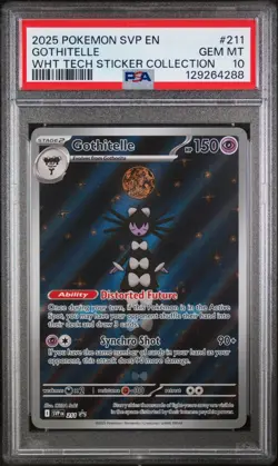 PSA 10 GOTHITELLE #211 2025 POKEMON SVP EN BLACK STAR PROMO WHITE TECH STICKER - Image 1