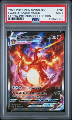 2022 POKEMON SWSH BLACK STAR PROMO #261 FULL ART/CHARIZARD VMAX PSA 9 - Image 1