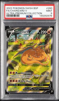 2022 POKEMON SWSH BLACK STAR PROMO #260 FULL ART/CHARIZARD V PSA 9 - Image 1
