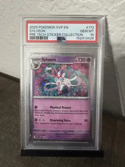 2025 Pokemon Prismatic Evolutions Sticker Collection Sylveon 172 SVP PSA 10 - Image 1