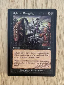 VTG MTG 2002 Aphetto Dredging Onslaught Black Common Card Signed By Monte - Image 1