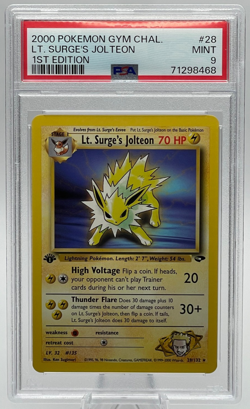 2000 POKEMON GYM CHALLENGE #28 LT. SURGE'S JOLTEON 1ST EDITION PSA 9 MINT - Image 1