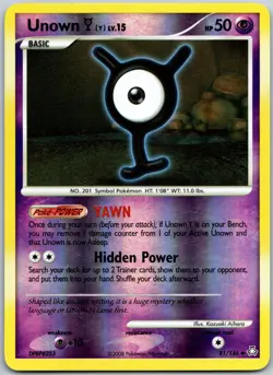 Unown [Y] 81/146 Reverse Holo Uncommon Legends Awakened LP - Image 1