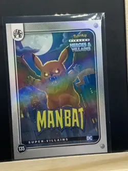 Pikachu as Cosplay Man-Bat #135 Holo DC Heroes & Villains Non-Pokemon Fan Art - Image 5