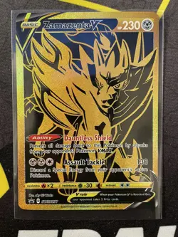 Zamazenta V SWSH077 GOLD SECRET RARE Pokemon TCG BLACK STAR PROMO NM - Image 1