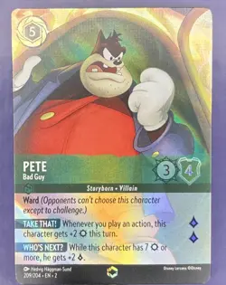 Disney Lorcana Pete Bad Guy Enchanted Mint Rise of Floodborn Card 209/204 - Image 2