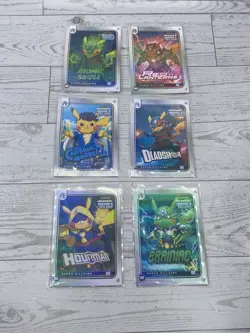 6x Pikachu as DC Villians Deadshot , Atomic Skull Non-Pokemon Fan Art Holo Cards - Image 1