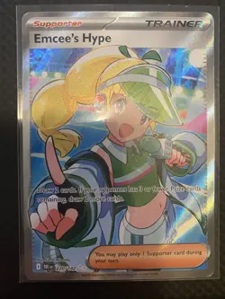 Pokemon TCG Emcee's Hype Full Art 220/182 Destined Rivals NM - Image 1