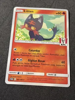 Pokemon EN KFC Stamped Promo Litten 182/SM-P Indonesian Exclusive NM-MT - Image 1