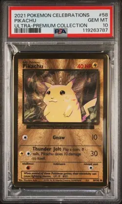 PSA 10 - 2021 Pokemon Celebrations UPC PIKACHU Gold Metal Card #58 (3787) - Image 1