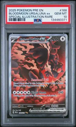 2025 POKEMON PRE EN PRISMATIC EVOLUTIONS #168 BLOODMOON URSALUNA EX PSA 10 - Image 1