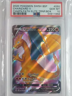 2020 Pokemon SWSH BSP #050 Charizard V Champion's Path Elite Trainer Box PSA 10 - Image 1