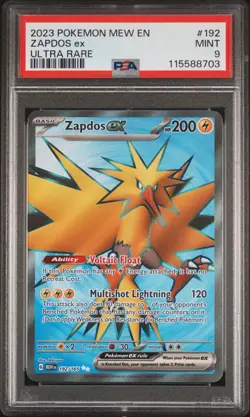 2023 POKEMON MEW EN-151 ULTRA RARE #192 ZAPDOS EX PSA 9 - Image 1