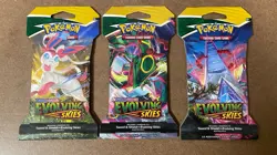3 Sealed Pokemon Sword & Shield Evolving Skies Sleeved Booster Packs - Image 1