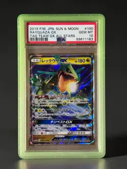 Rayquaza Gx Pokemon Japanese Sun & Moon Tag Team Gx All Stars 100 NM PSA 10 - Image 1