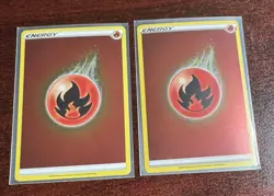 2x 2020 Fire Energy Reverse Holo Pokemon Champions Path TCG NM - Image 1