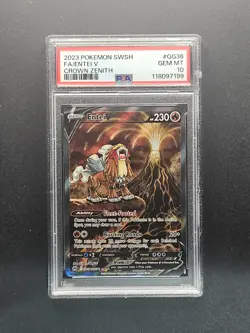 PSA 10 GEM MINT 2023 Pokemon Entei V GG36 Crown Zenith Galarian Gallery FA - Image 1