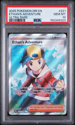 ETHAN'S ADVENTURE 221/182 PSA 10 POKEMON DRI DESTINED RIVALS ULTRA RARE Gem Mint - Image 1