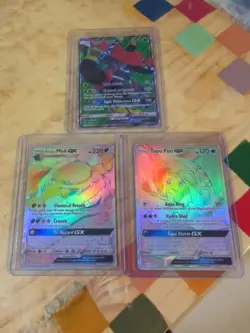 2017 Pokemon Burning Shadows GX Lot Alolan Muk, Tapu Fini, and Tapu Bulu - Image 1