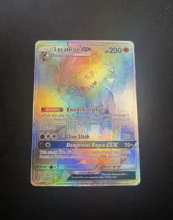 Lycanroc GX 156/145 Guardians Rising Sun & Moon Secret Rainbow Rare Pokemon NM - Image 1