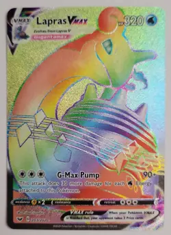 LAPRAS VMAX 203/202 RAINBOW RARE SWORD & SHIELD POKEMON LP - Image 1