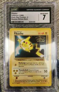 1999 Pokemon Pikachu Black Star Promos 4 CGC 7 Mew Two Strikes Back - Image 1
