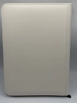 White 9-Pocket Zipper Card Binder, Holds 360 Cards, PU Leather, Side Load - Image 2