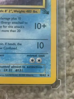 Lapras First Edition Holo Pokemon 10/62 Fossil LP - Image 5
