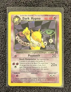 Pokemon Dark Hypno 9/82 Team Rocket HOLOGRAPHIC RARE WOTC LP Vintage 2000 - Image 1