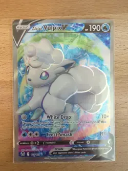 Alolan Vulpix V 173/195 Ultra Rare Silver Tempest Pokemon Near Mint - Image 1