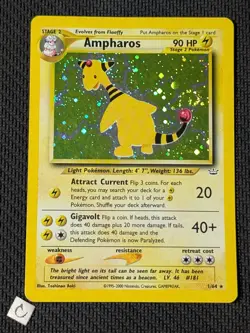 Ampharos 1/64 - Neo Revelation Unlimited Holo Rare Pokemon TCG HP Swirl - Image 1
