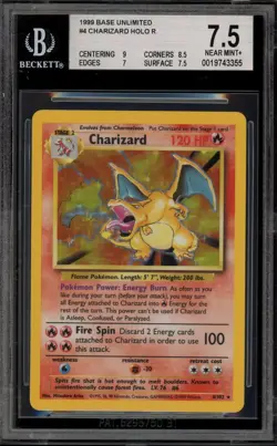 Pokemon Charizard Base Set Unlimited Holo Rare #4 BGS 7.5 - Image 1