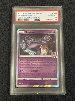 2021 Pokemon Mewtwo Holo Chaki Kids Meal Indonesian KFC Promo #184 PSA GEM MT 10 - Image 1