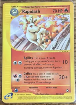 Pokemon Rapidash 31/147 Aquapolis Rare Regular 70 HP Stage 1 English - Image 1
