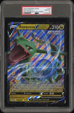 2023 Pokemon SWSH Crown Zenith Rayquaza V 100/159 Sea And Sky Jumbo PSA 10 - Image 1