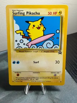 Surfing Pikachu #28 Black Star Promo Pokemon 2001 - Image 1