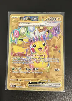 Pokemon Pikachu EX #247/191 English, SV08, Surging Sparks, Hyper Rare, Gold - Image 1