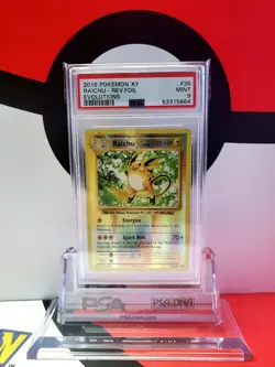 2016 Pokemon XY Evolutions Reverse Foil Raichu #36 PSA 9 - Image 1