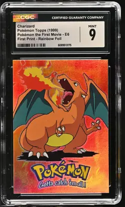 CGC 9 MINT Charizard 1999 the First Movie Topps E6 Rainbow Foil Pokemon Card - Image 1