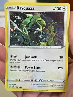 POKEMON RAYQUAZA SWSH029 BLACK PROMO STAR COSMOS HOLOFOIL NM CARD - Image 1