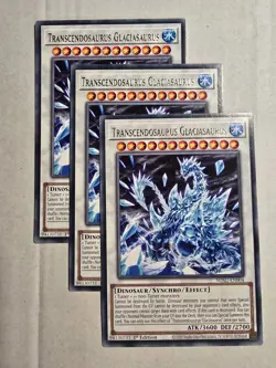x3 Transcendosaurus Glaciasaurus Rare 3x WISU-EN004 NM 1st Ed Yu-Gi-Oh! - Image 1